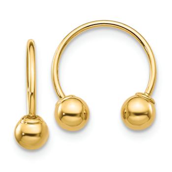 14k Yellow Gold 1/2" Open Hoop Beaded Earrings