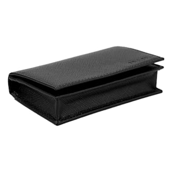 Prada Mens Saffiano Flap Card Holder Wallet Black
