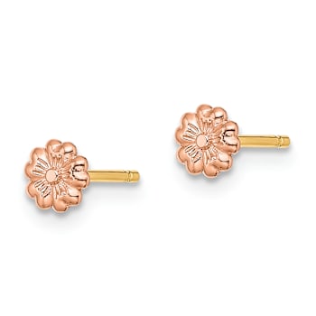 14k Rose Gold and 14k Yellow Gold 4.4mm Flower Stud Earrings