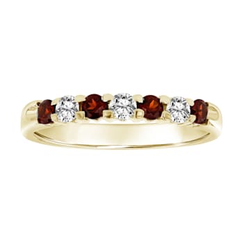 14K Yellow Gold Garnet and Diamond Wedding Band 0.50ctw