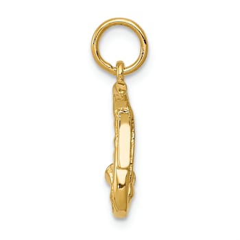14k Yellow Gold Textured 3D Saxophone Pendant