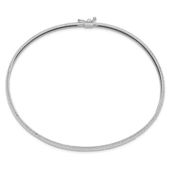 Rhodium Over 14K White Gold Textured Flexible Bangle