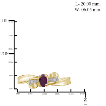 Red Ruby with White Diamond Accent 14K Gold Over Sterling Silver Ring 0.40ctw
