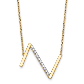 14k Yellow Gold and Rhodium Over 14k Yellow Gold Sideways Diamond
Initial Z Pendant 18 Inch Necklace