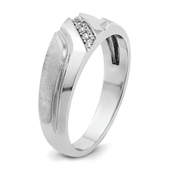 Rhodium Over 10K White Gold Men's Polished, Satin and Grooved 5-Stone
Diamond Ring 0.06ctw