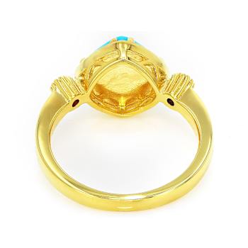 Turquoise Square Cushion And Lab-Grown Diamond Ring In 18K Gold Over
Sterling Silver