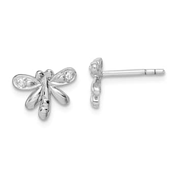 Rhodium Over Sterling Silver Polished Cubic Zirconia Dragonfly
Children's Post Earrings