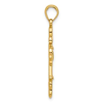 14k Yellow Gold Textured Fancy Cross Pendant