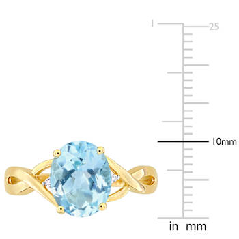 Sky Blue Topaz and Diamond 10K Yellow Gold Ring 3.81ctw