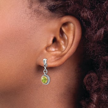 Sterling Silver with 14K Gold Flash Plated Peridot Earrings