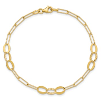 14K Yellow Gold Diamond-cut Paperclip Link 7.25-inch Bracelet