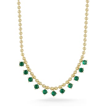 Rachel Zoe Green CZ Charm Bead Chain Necklace in 14K Gold Over Sterling Silver