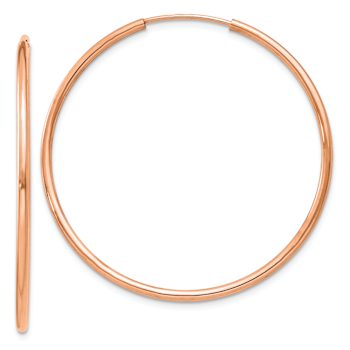 14k Rose Gold 1 1/2" Polished Endless Tube Hoop Earrings