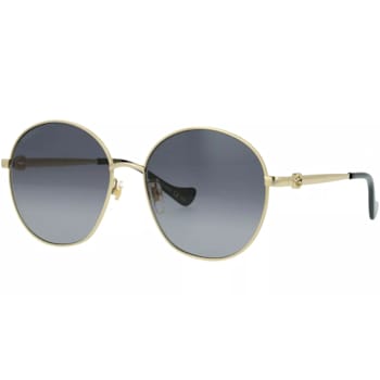 Gucci Gold Tone and Black Frame / Gray Lens Sunglasses