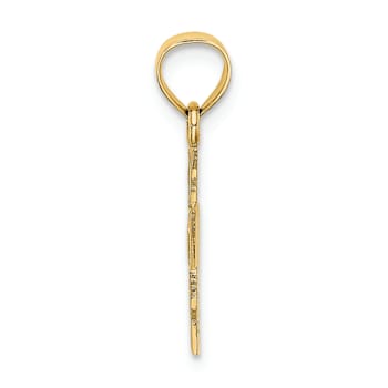 14K Yellow Gold Polished and Textured Cross Charm Pendant