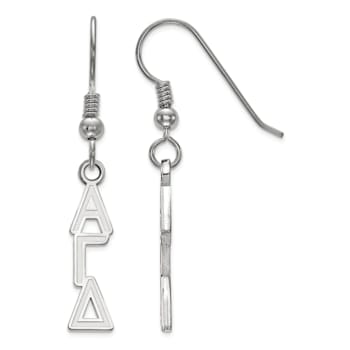 Rhodium Over Sterling Silver LogoArt Alpha Gamma Delta Small Dangle Earrings