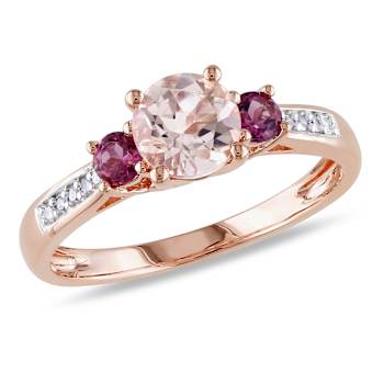 Morganite, Pink Tournaline and Diamond 10K Rose Gold Ring 1.09ctw