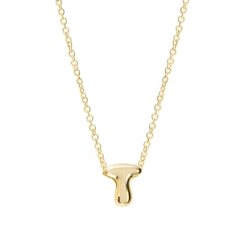 CZ Initial T Tennis Necklace And Pendant Set In 14K Gold Over Brass 4.05ctw