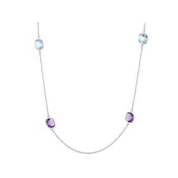 Multi-Gem 14k White Gold 34" Necklace 20.08ctw