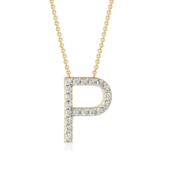Lab-Grown Diamond Initial P Necklace In 14K Gold Over Sterling Silver 0.50ctw