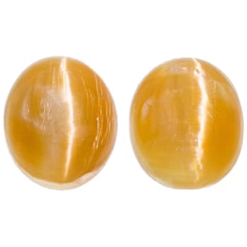Fire Opal Cat's Eye 7x6mm Oval Matched Pair 1.88ctw