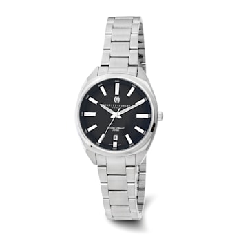 Ladies Charles Hubert Stainless Steel Black Dial Watch