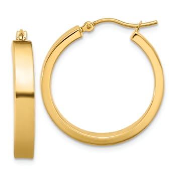 14k Yellow Gold 1/1" Polished Hoop Earrings