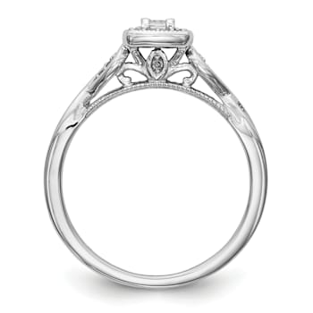 Rhodium Over 14K White Gold Lab Grown Diamond Complete Engagement Ring 0.204ctw
