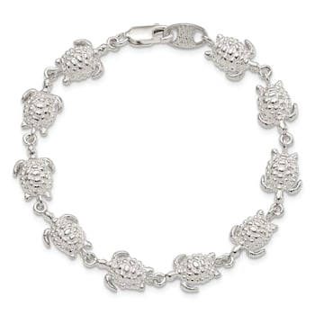 Sterling Silver Sea Turtle Link Bracelet