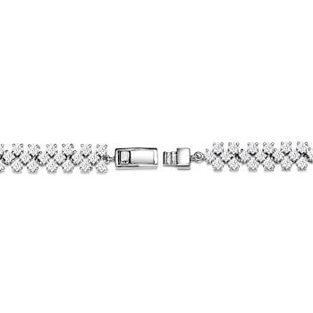 CZ Three-Row Milgrain Tennis Bracelet In Sterling Silver
