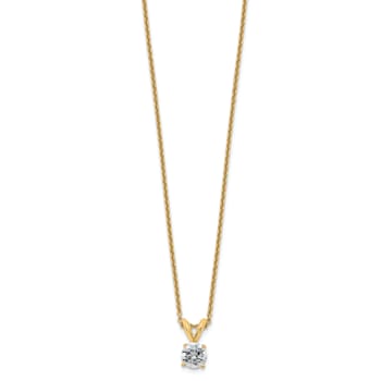 14K Yellow Gold 1/2 ct. 5.0mm Round D E F Pure Light Moissanite Pendant
with Chain