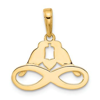 14k Two-tone Gold Diamond-Cut Infinity Love Birds Pendant