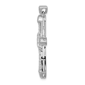 Rhodium Over 14K White Gold 1/3ct. Diamond Cross Pendant