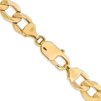 14k Yellow Gold 9mm Curb Link 18 Inch Chain
