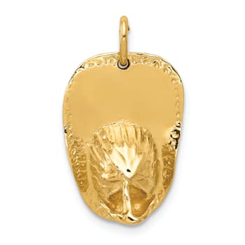 14k Yellow Gold Textured Large Fireman's Hat Charm Pendant