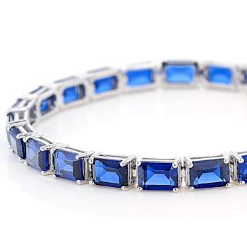 Lab-Created Blue Spinel Tennis Bracelet In Sterling Silver 23.92ctw