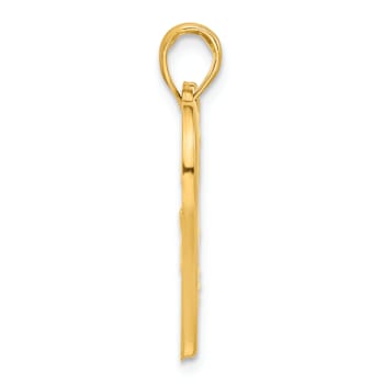 14k Yellow Gold Polished Floral Heart Pendant