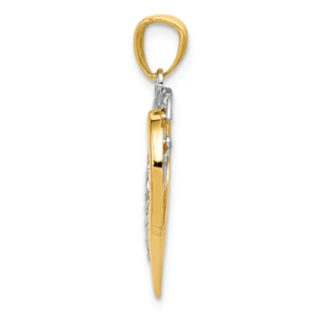 14k Two-tone Gold  Polished and Diamond-Cut Intertwined Hearts Pendant