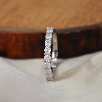 Round Moissanite Sterling Silver Anniversary Style Stackable Band Ring, 0.51ctw