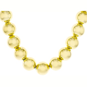 Large Gold Bead Necklace In 18K Gold Over Bronze