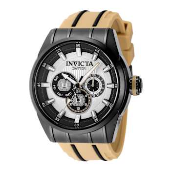 Invicta Speedway 48mm White, Black Dial Silicone Band Quartz Watch