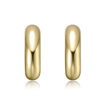 Tubular C-Hoop Earrings In 14K Gold Over Brass