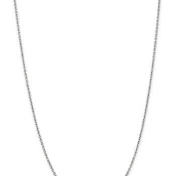 Rhodium Over 14k White Gold 2mm Solid Round Open Link Cable 24 Inch Chain