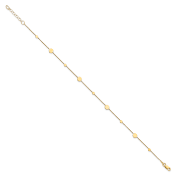 14K Yellow Gold Polished Disc with 1-inch Extension Anklet