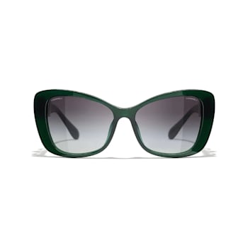 Chanel Dark Green Frame with Pearl Detail/Gray Gradient Lens Sunglasses