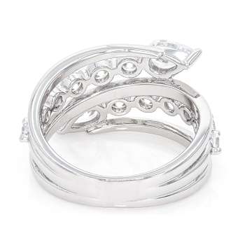 Round And Pear CZ Bypass Ring In Sterling Silver