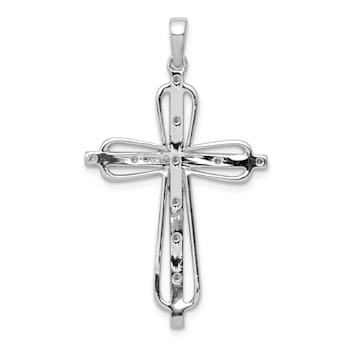 14k Yellow Gold and Rhodium Over 14k Yellow Gold Diamond Cross Pendant
