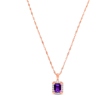 Octagonal Amethyst and Cubic Zirconia 18K Rose Gold Over Sterling Silver
Pendant with chain, 2.13ctw