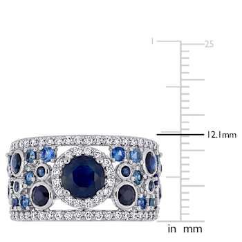 Dark Blue Sapphire and Diamond 14K White Gold Halo Ring 3.20ctw