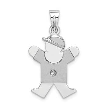 Rhodium Over 14k White Gold Diamond Kid Pendant